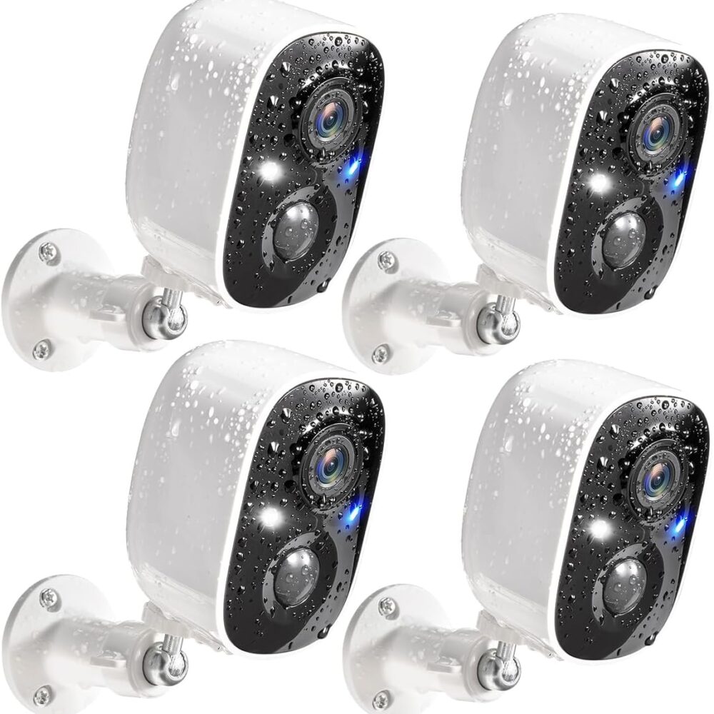 GMK 4 Pack Cameras System, Security Cameras Wireless Outdoor, 2K Video | VicoHome Cam, Motion Detect, Color Night Vision, 2-Way Talk, IP65 Waterproof, Indoor&Outdoor, 2.4GHz WiFi, SD/Cloud Storage